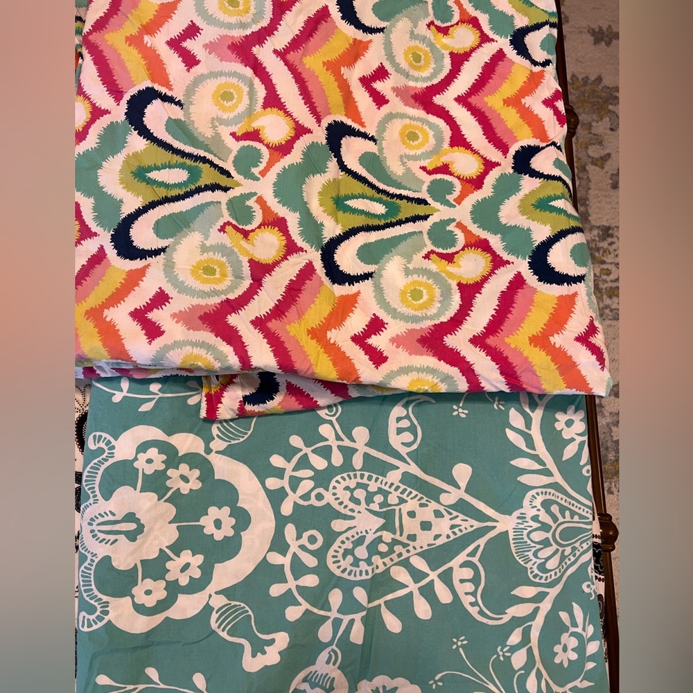 Set of 2 Pottery Barn Teen twin Multicolor Duvet Covers
